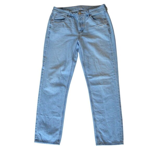 American Eagle Tom Girl Light Wash Distressed Jeans Women's 6 - Picture 1 of 7